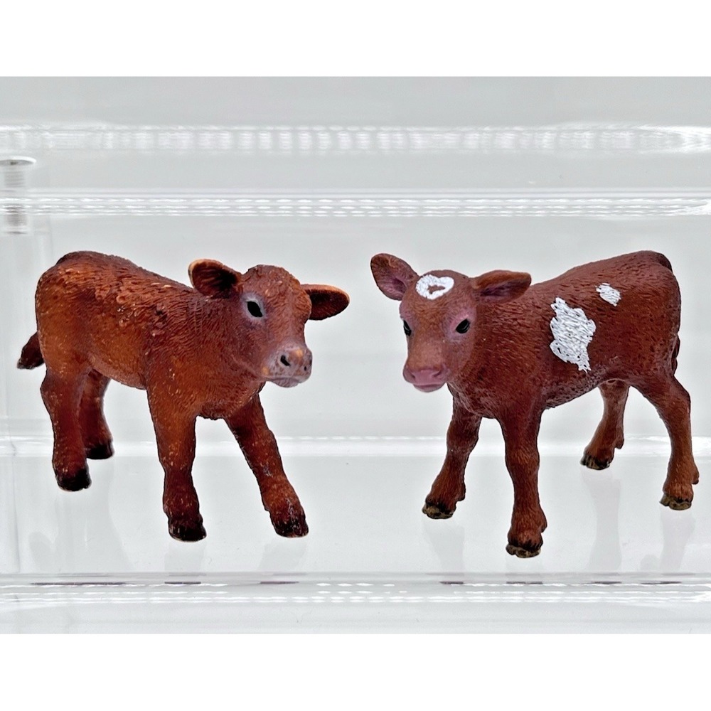 Schleich Texas Longhorn Calf Lot of 2 Farm Animal Figures 2015 2018 2.5" 13881